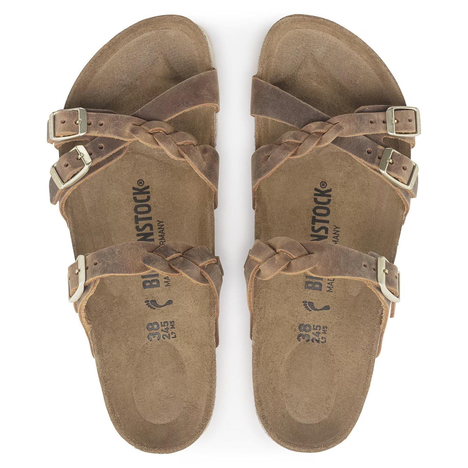 Women's Franca Braided Natural Leather Oiled Sandal In Cognac