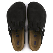 Unisex Boston Soft Footbed Suede Leather Clogs In Black