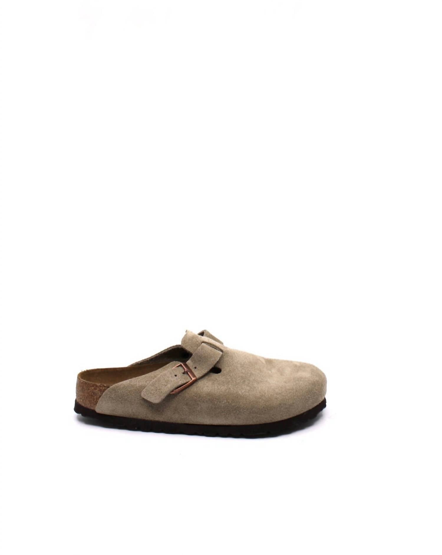 Women's Boston Suede Soft Footbed Clog In Taupe