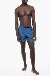 Solid-Color Swim Boxer with Industrial Belt