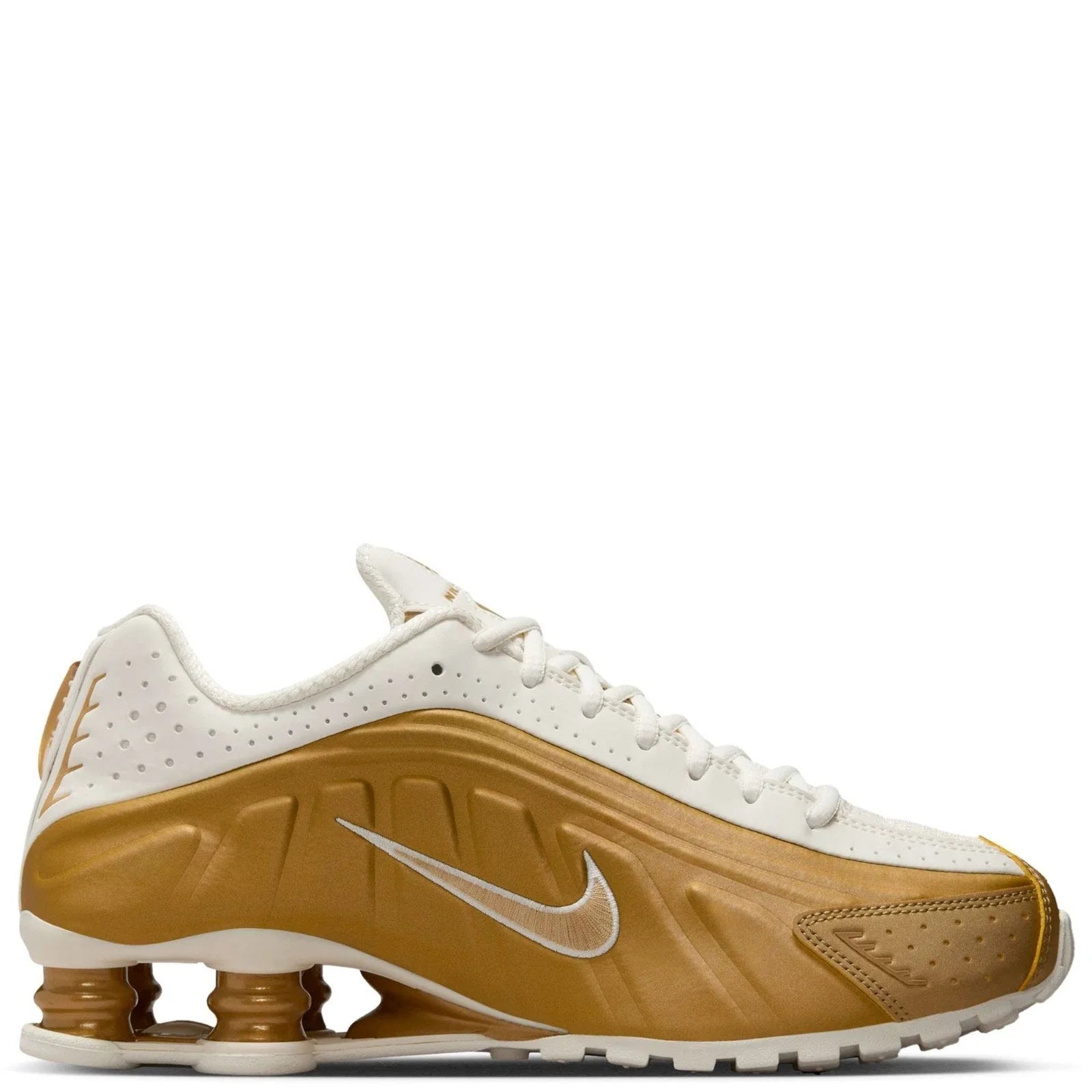Nike Shox R4 AR3565-010 Sneaker Womens White Gold Low Top Lifestyle Shoes MEW725