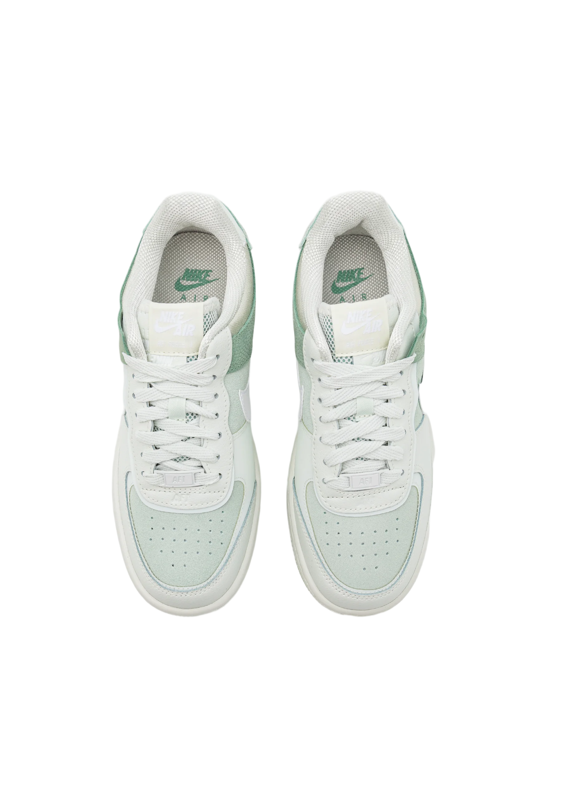 Layered White Sneaker with Pastel Green Accents