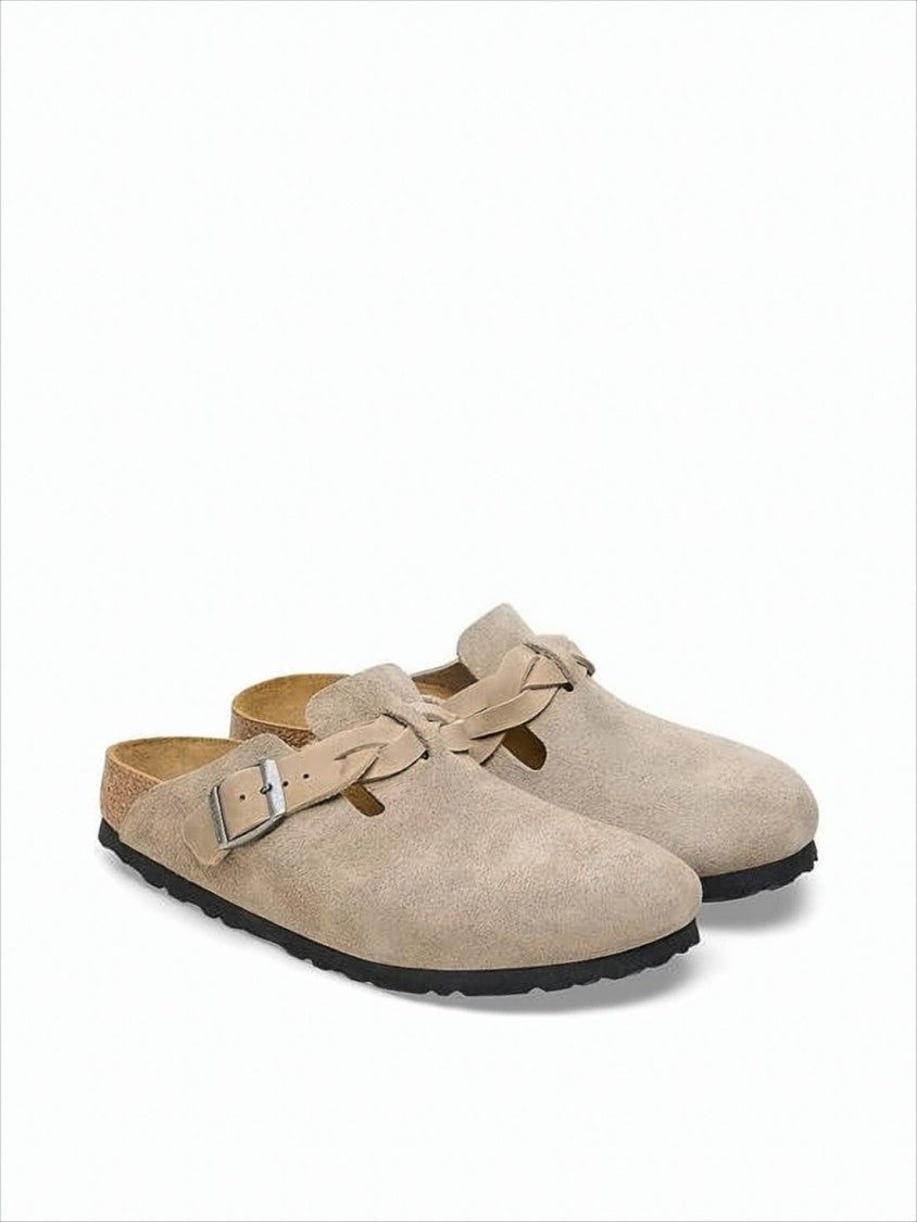 Soft Suede Mule with Adjustable Leather Strap
