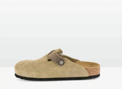 Boston Suede Buckle Strap Clog