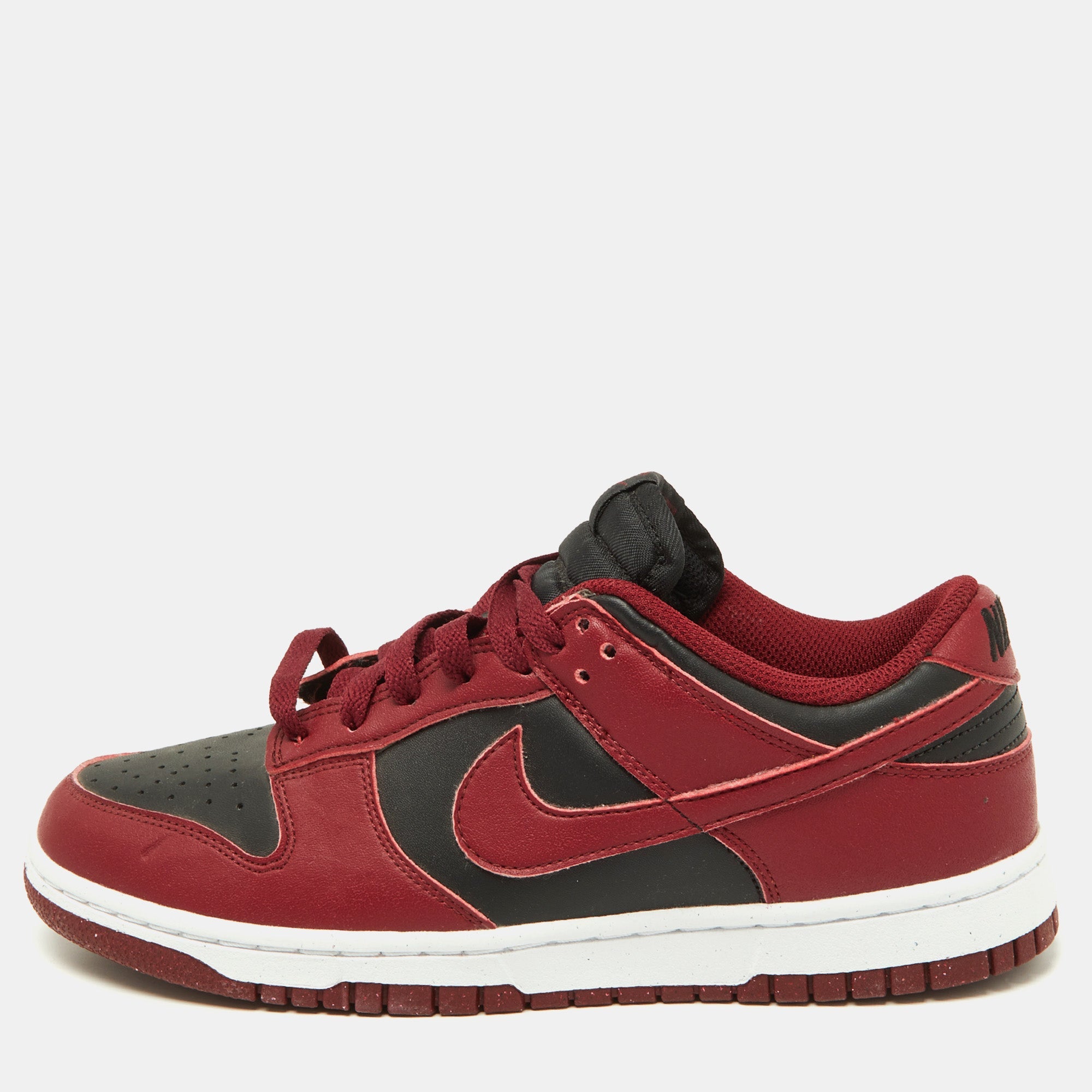 Nike Red/black Leather Dunk Low Top "team Red" Sneakers