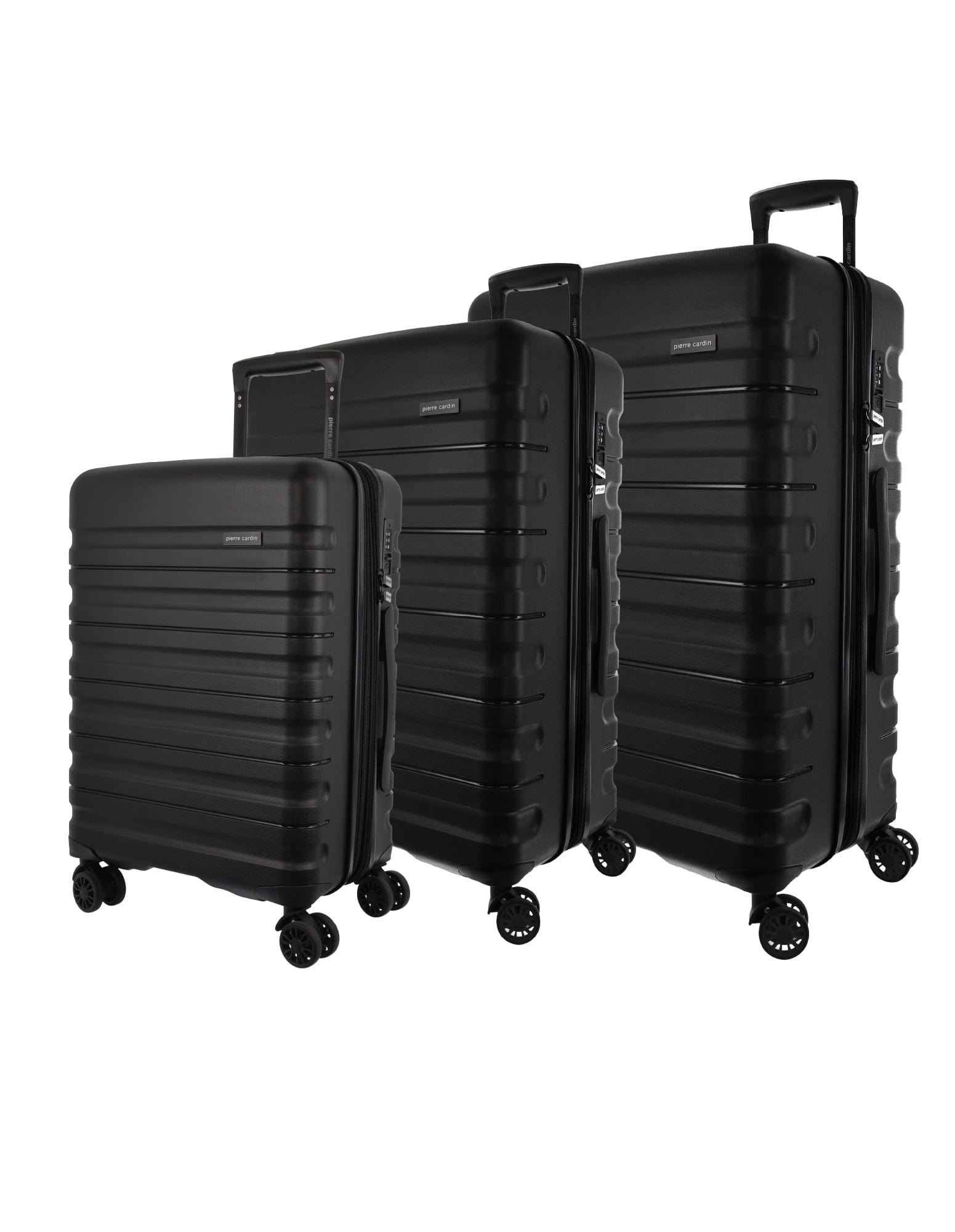 3pc Pierre Cardin 4 Wheel Hard-Shell Suitcase Travel Luggage Set Black