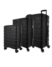 3pc Pierre Cardin 4 Wheel Hard-Shell Suitcase Travel Luggage Set Black