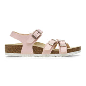 Kids Kumba Crossed Straps Sandal In Shiny Lizard Light Rose