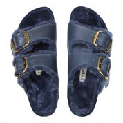 Women's Arizona Big Buckle Shearling Sandal In Midnight Blue
