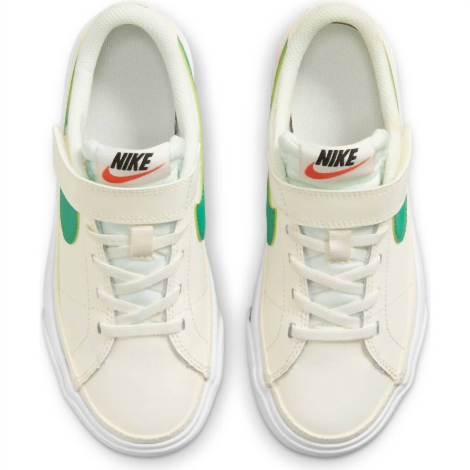 Kid'S Court Legacy Sneaker in White/Green