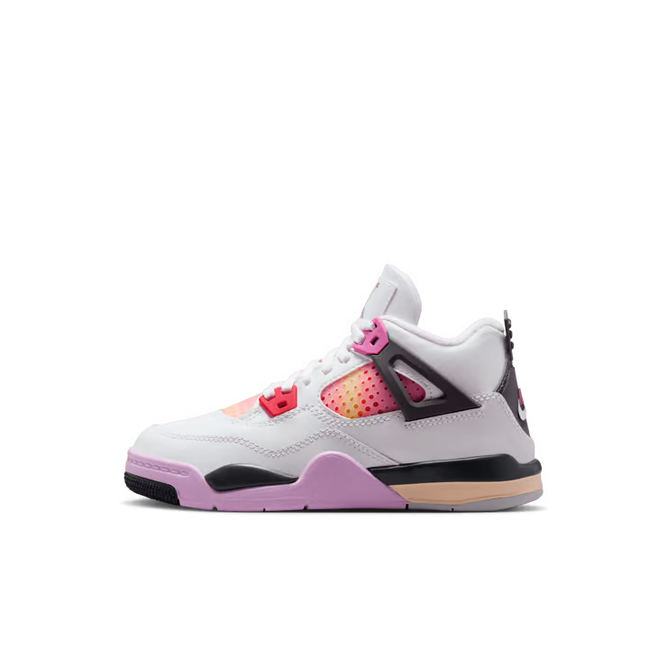 Little Kid's Air Jordan 4 Retro Comic Off White/Anthracite-Neutral Grey-Fire Pink-Light Arctic Pink-Muslin IO2363-100