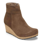 Women's Ebba Side Zip Cork Wedge Boot In Dark Tea