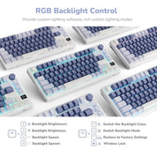 Royal Kludge RK-M75 Ocean Blue Tri Mode Mechanical Keyboard - Brown Switch