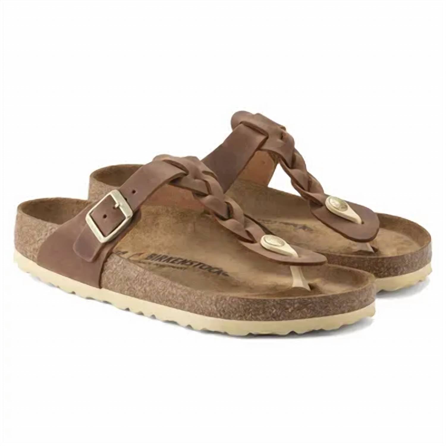 Women's Gizeh Braid Thong Sandal In Cognac Oiled