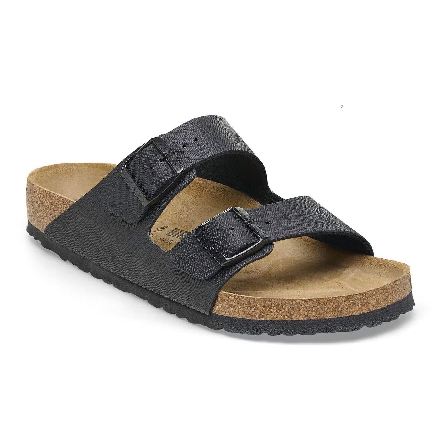 Unisex Arizona Sandals In Saffiano Black