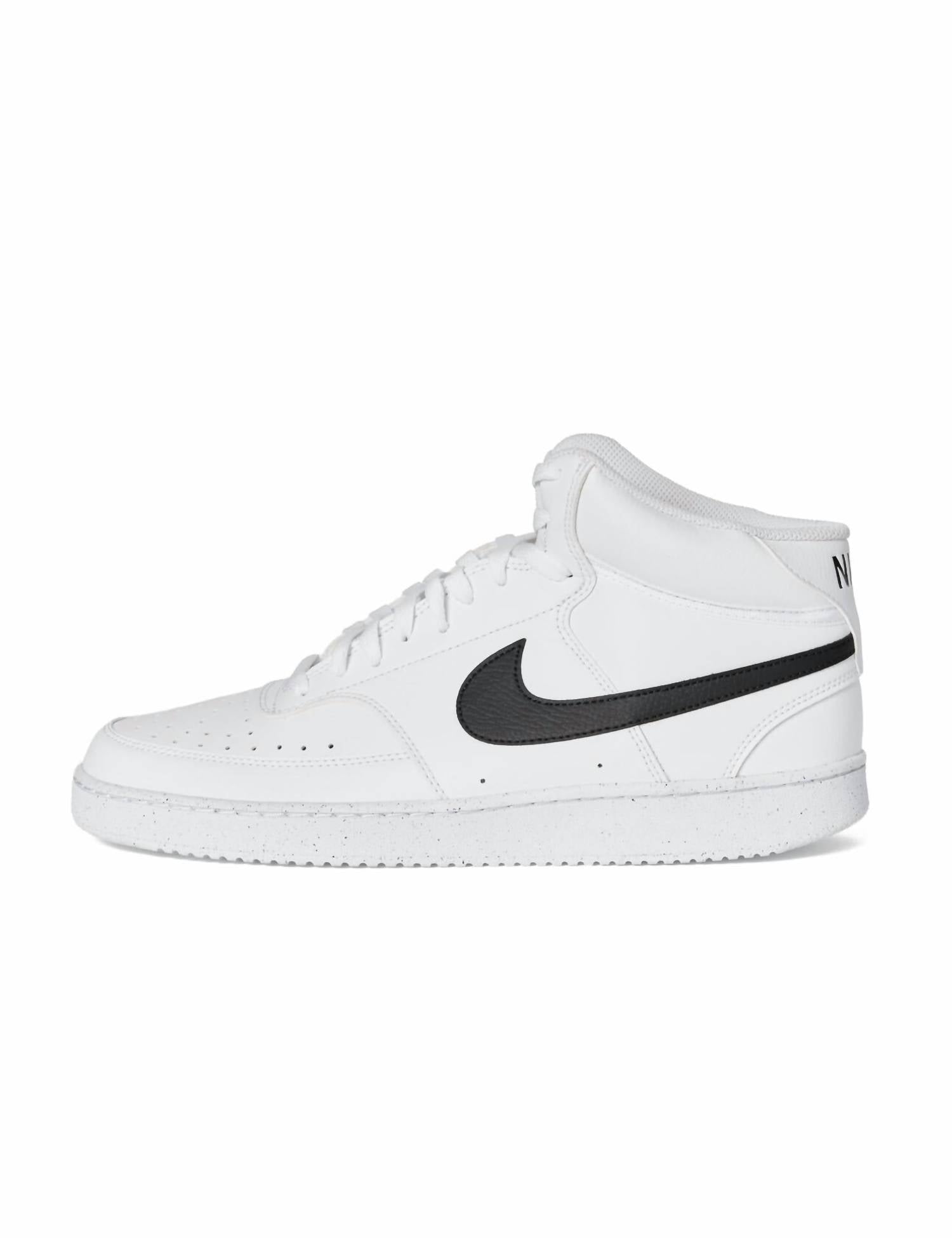 Men's Court Vision Mid Next Nature Shoes In White/black