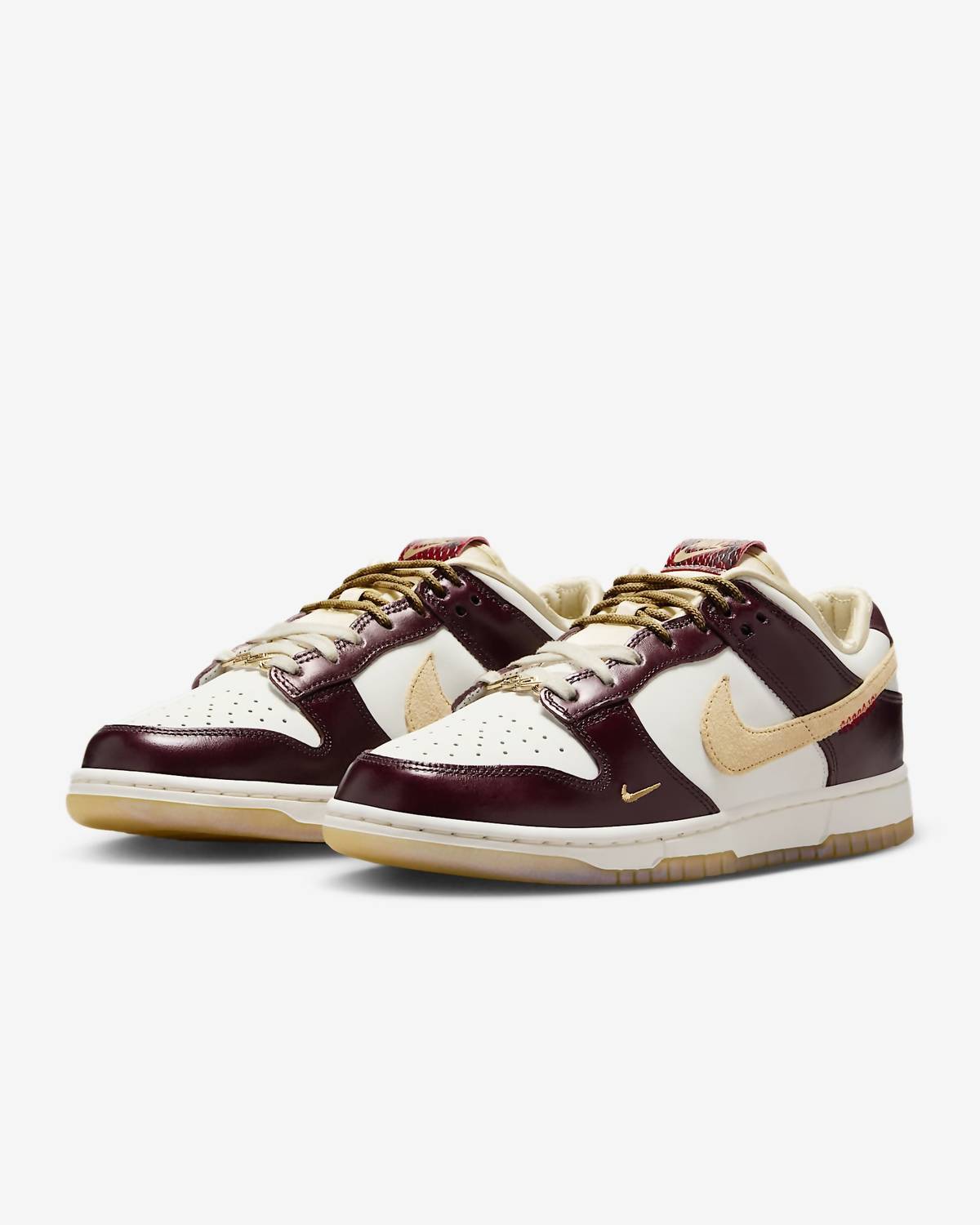 Women's Dunk Low Lx Year Of The Snake Shoes In Sail/burgundy Crush/team Gold
