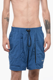 Checked Rip-Stop Boxer Swim Trunks with 3 Pockets