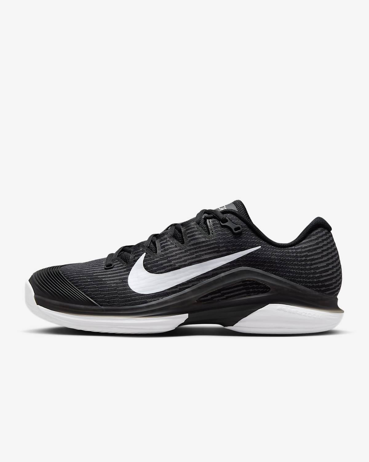 Men's Zoom Vapor 12 Hard Court Tennis Shoes In Black White On Smoke Grey