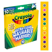 10pc Crayola Ultra Clean Classic Colours Washable Markers For Kids 4+
