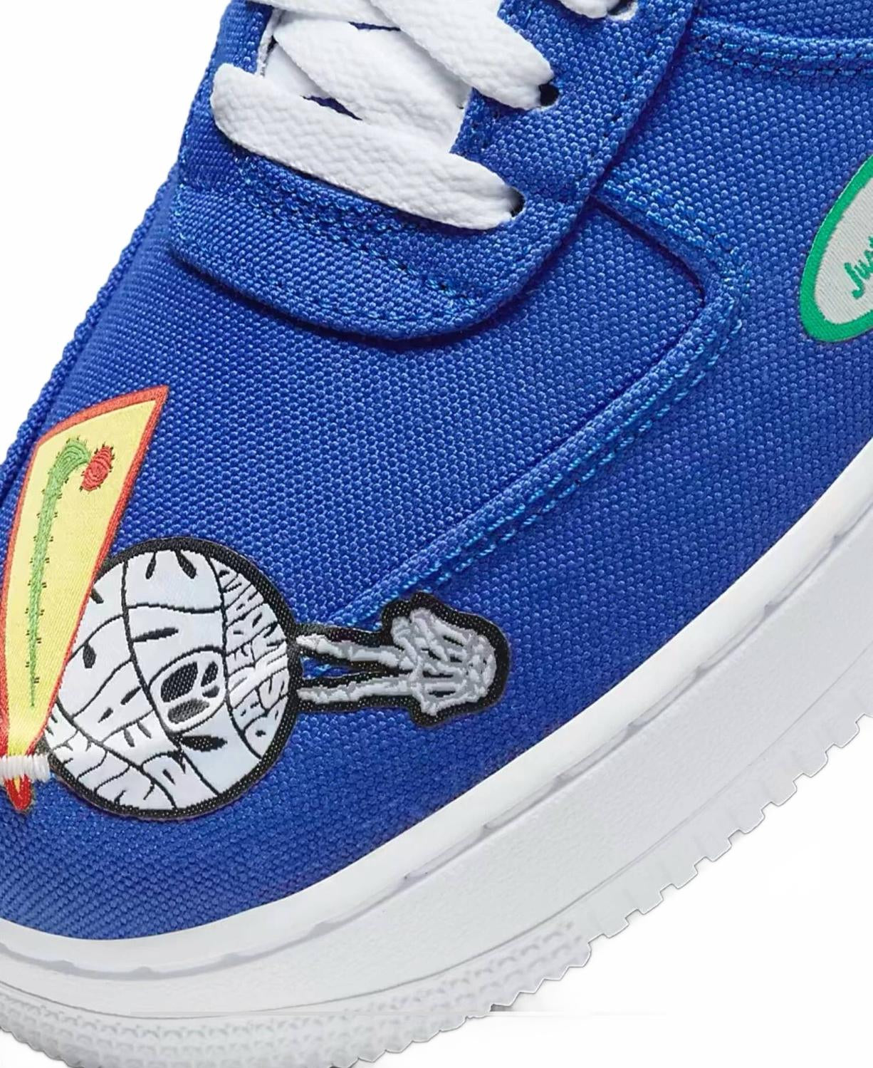 Men's Air Force 1 '07 'patched Up Los Angeles Shoes In Racer Blue/university Blue-White