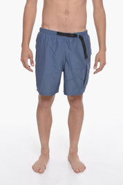 SWIM Solid-Color Boxer Swim Shorts With Belt