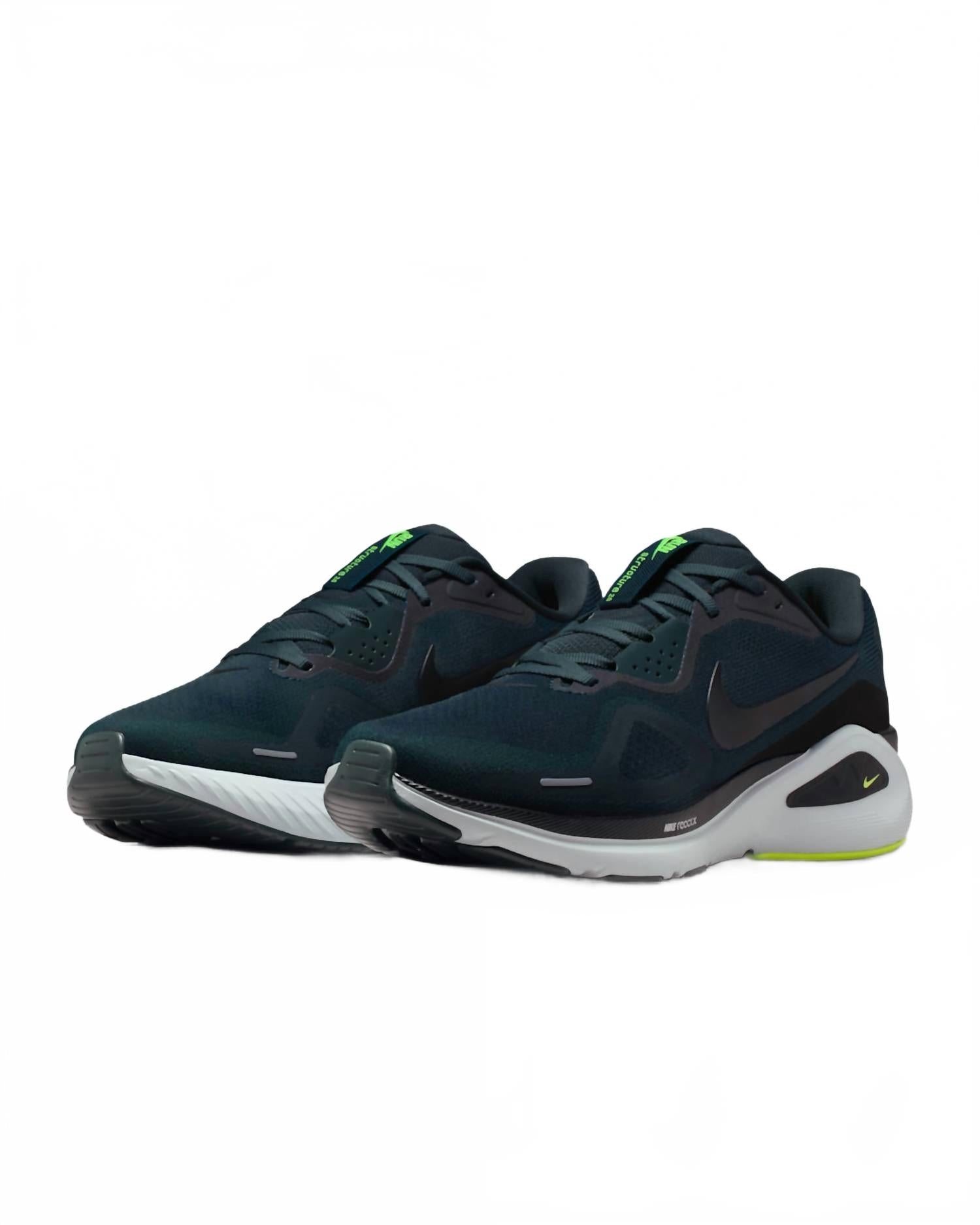 Men's Structure 26 Road Running Shoes In Seaweed Volt Pure Platinum Black
