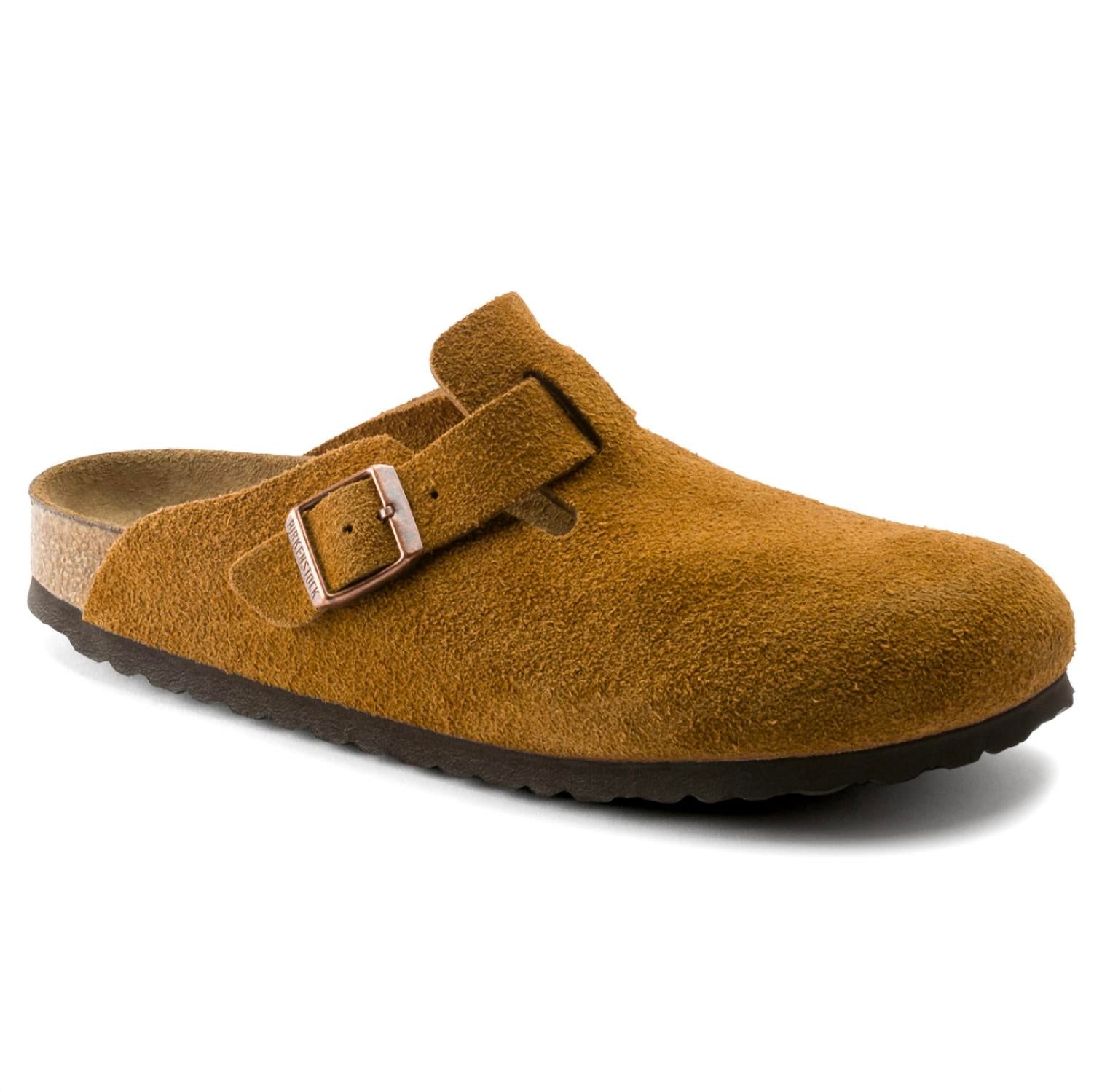 Unisex Boston Soft Footbed Suede Leather Narrow Fit Clogs In Mink