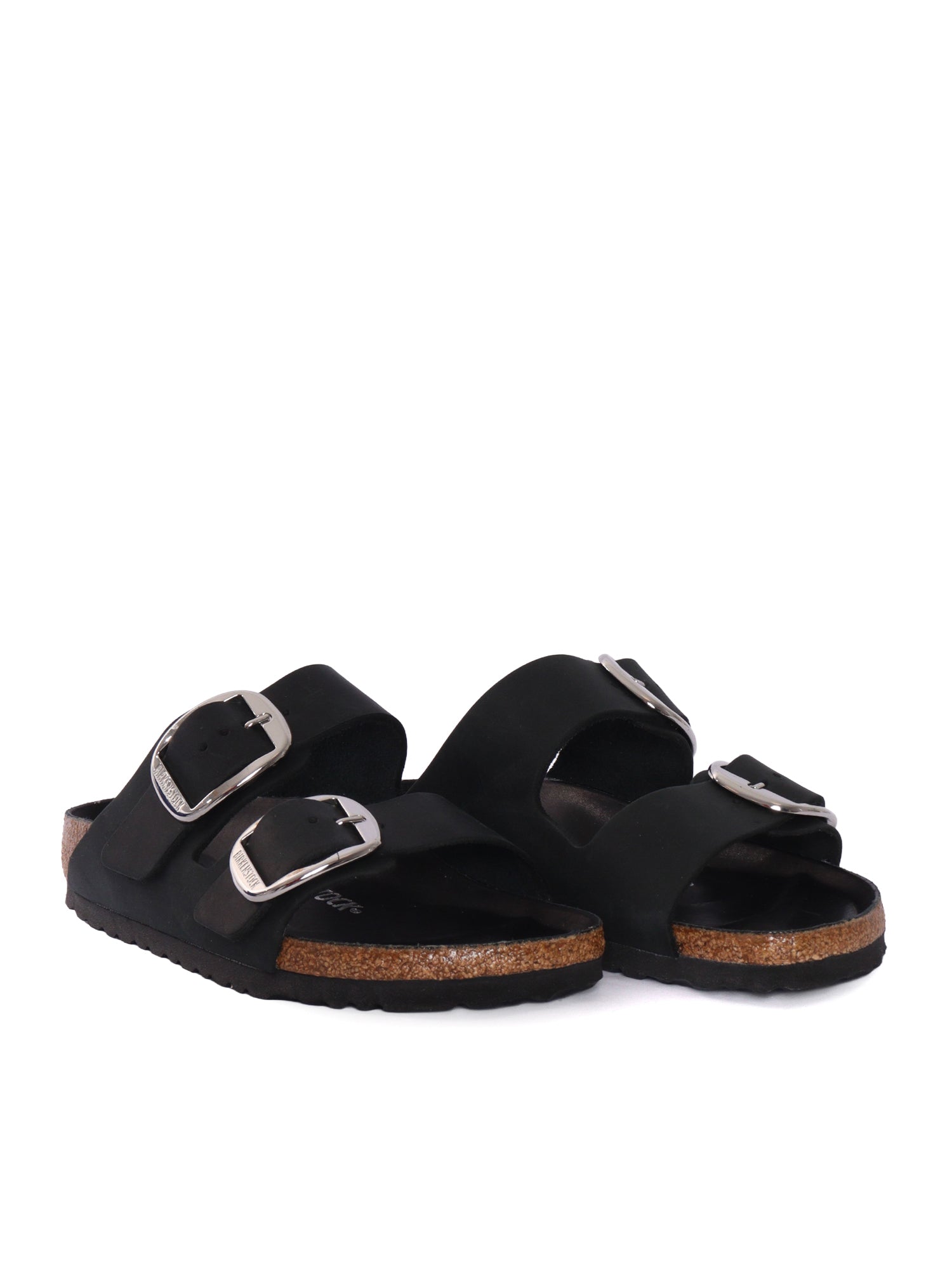 Black Arizona Oiled Leather Slide Sandal