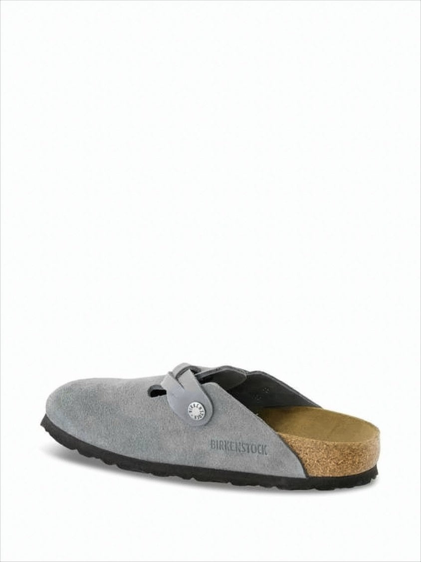 Suede Mule Slipper with Adjustable Leather Strap