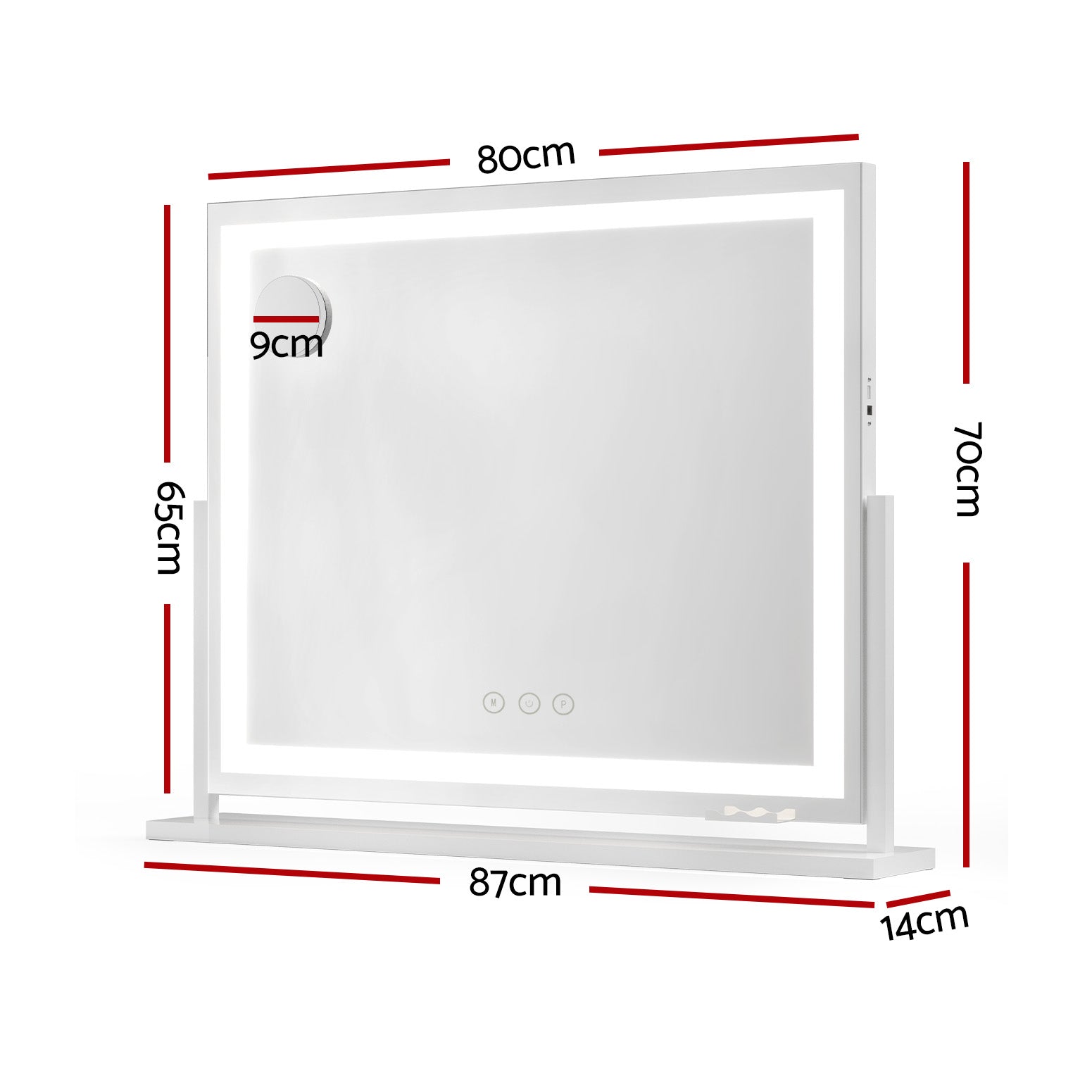 80x65cm Embellir Makeup Mirror Hollywood Vanity with LED Light White Frame