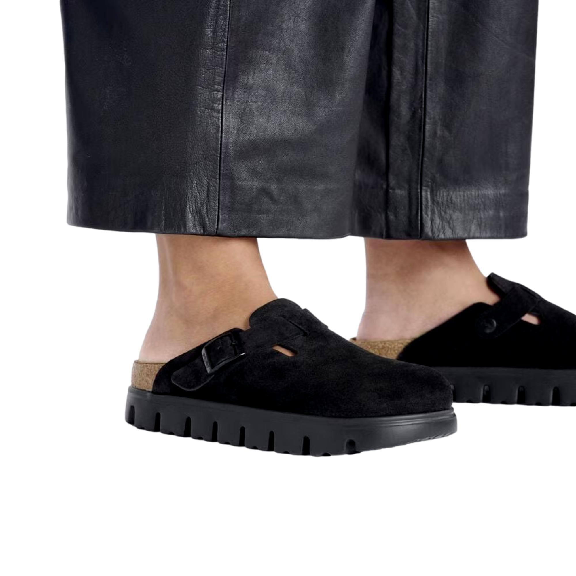 Women's Birkenstock Boston Pap Chunky Black / Black 1028317