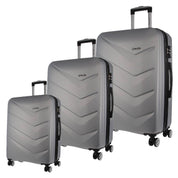 3pc Pierre Cardin Hard-Shell Suitcase Cabin Travel Luggage Set Silver