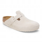 Women's Boston Soft Footbed Suede Leather Clog - Narrow Width In Antique White