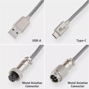 Royal Kludge Coiled Aviator Cable - Easy Detach Connector (Rainbow)