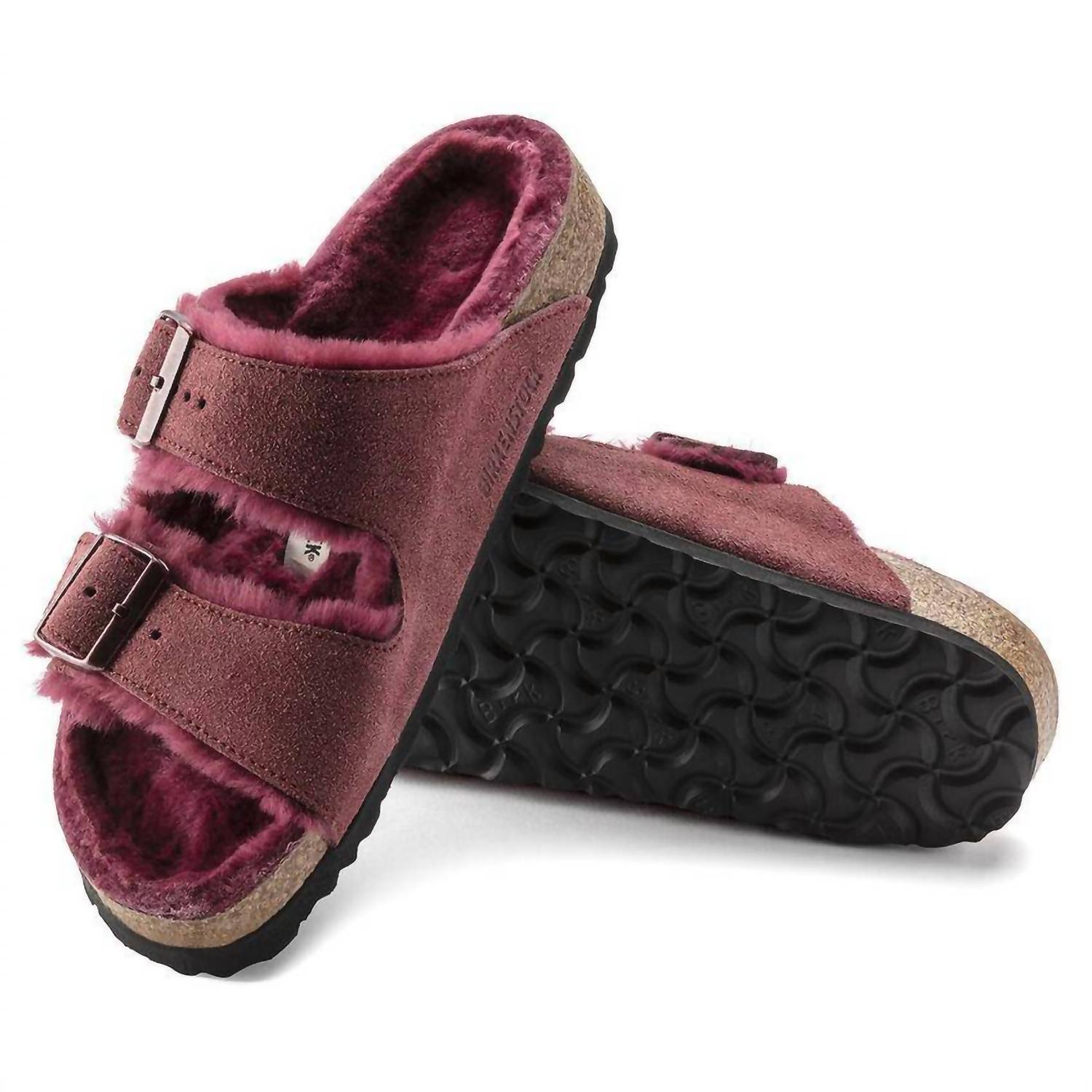 Women's Arizona Fur Shearling Sandal In Maroon