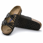 Women's Granada Soft Footbed Oiled Leather Sandals In Black