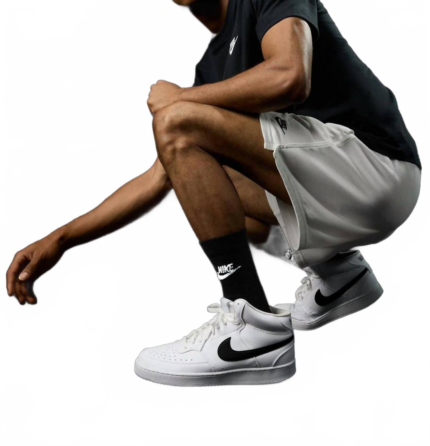 Men's Court Vision Mid Next Nature Shoes In White/black