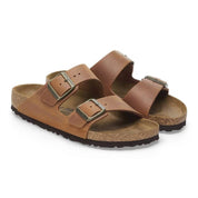 Unisex Arizona Oiled Leather Sandal In Cognac