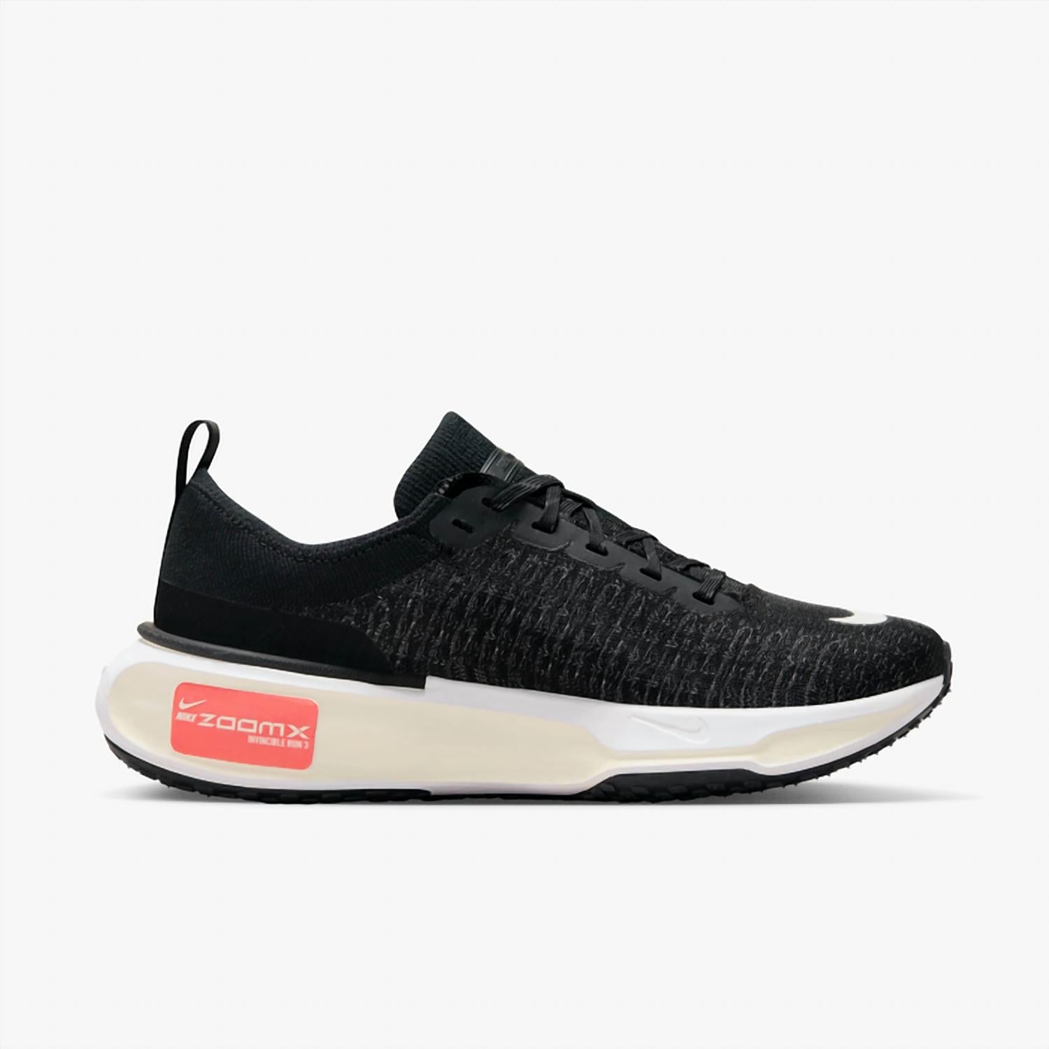 Women's Zoomx Invincible Run Flyknit 3 Running Shoes In Black Dark Grey White
