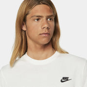 Nike Sportswear Club T-Shirt Men Sail Black 100% Cotton Crew Neck DSGL866