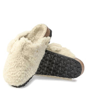 Women's Boston Big Buckle Shearling Clog - Narrow In Eggshell