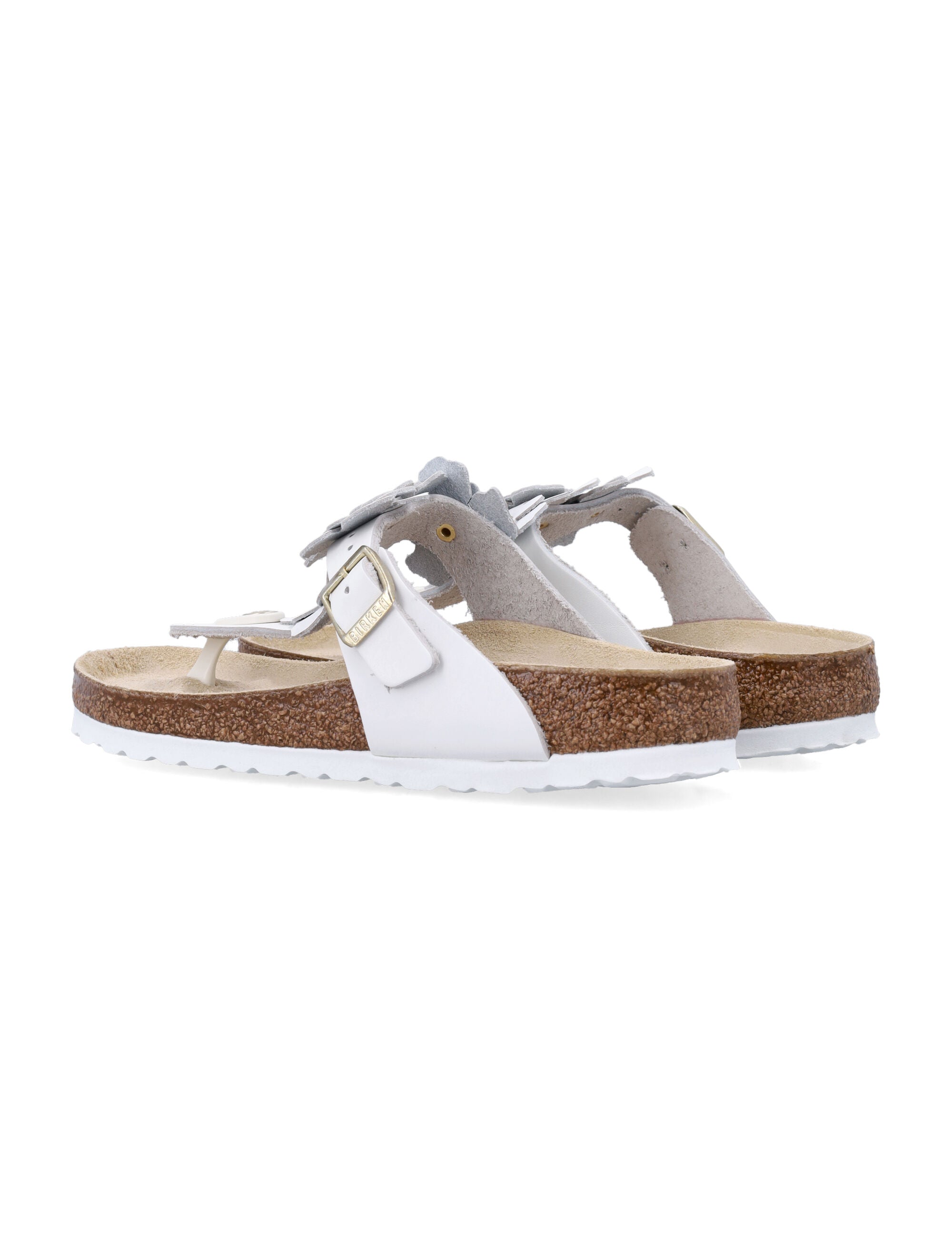 Gizeh Floral Applique Leather Sandals
