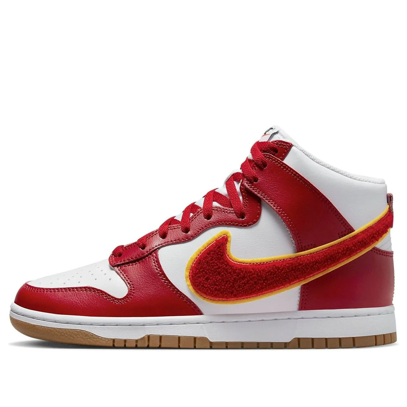 Men's Nike Dunk High 'Chenille Swoosh' DR8805-101 White Gym Red Lifestyle Shoes