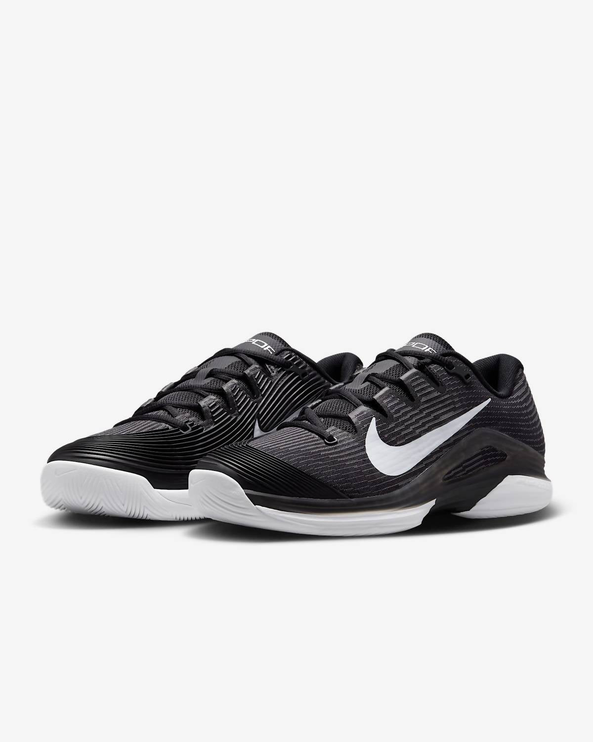 Men's Zoom Vapor 12 Hard Court Tennis Shoes In Black White On Smoke Grey