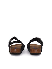 Black Arizona Nubuck Leather Slide Sandal