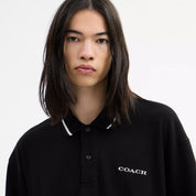Coach Outlet Signature Trim Long Sleeve Polo In Regenerative Cotton