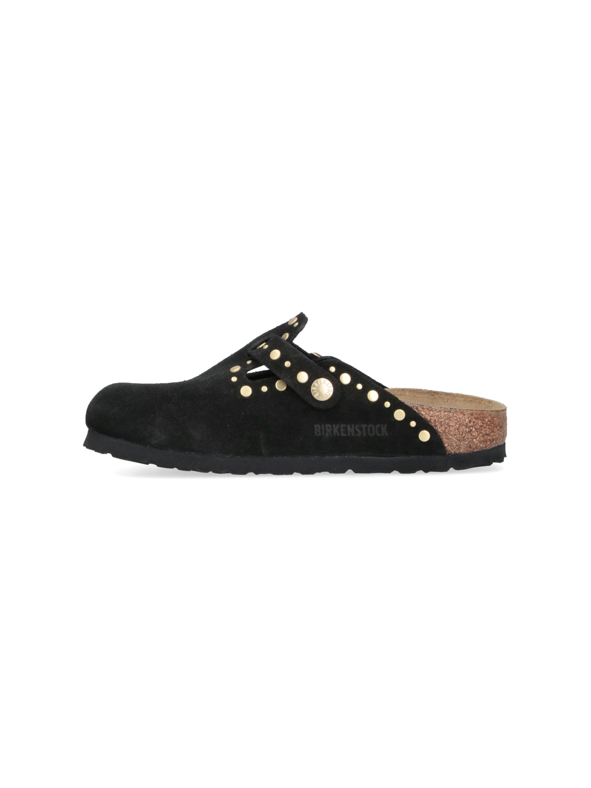 Black Slip-On Gold Studded Sandals