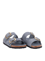 Grey Arizona Oiled Leather Slide Sandal