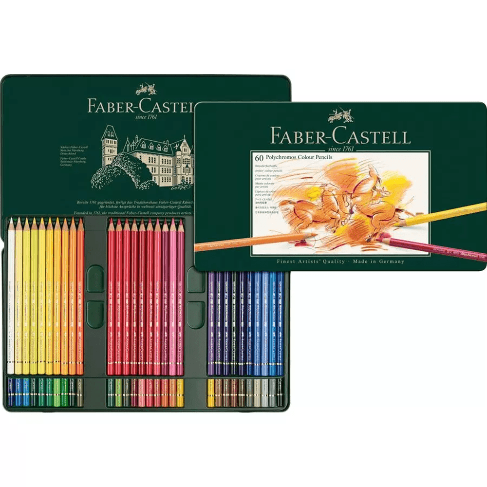 60 Faber-Castell Polychromos Artist Colour Colouring Pencils Tin Set
